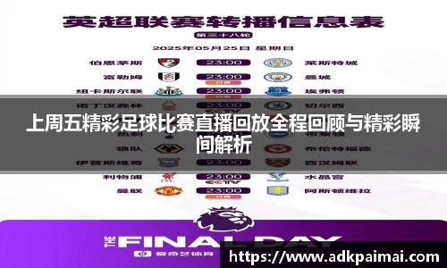 上周五精彩足球比赛直播回放全程回顾与精彩瞬间解析
